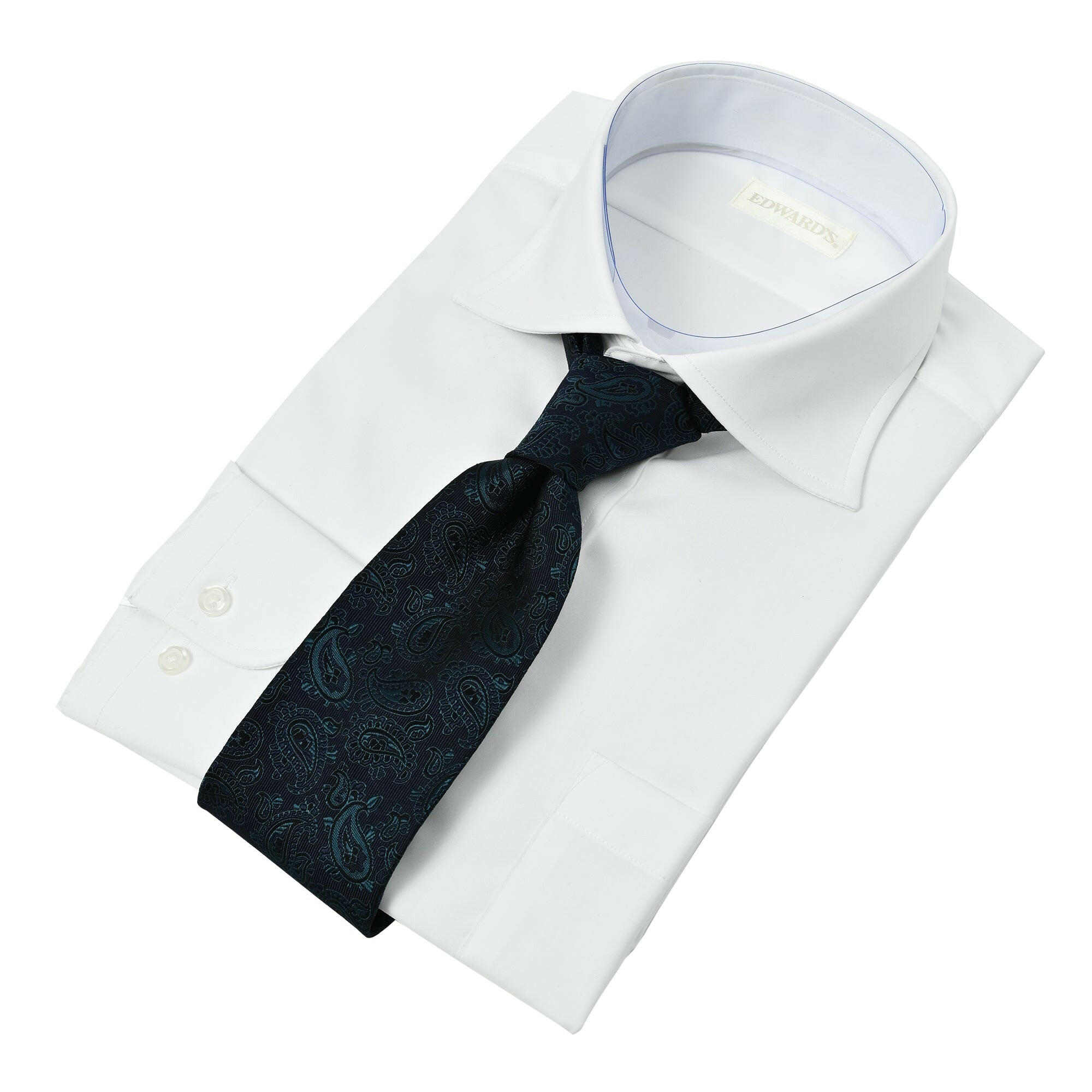EDWARD'S - イージーケア（形態安定加工）WRINKLE FREE セミワイドカラードレス シャツ / ホワイト / M,L,LL.
