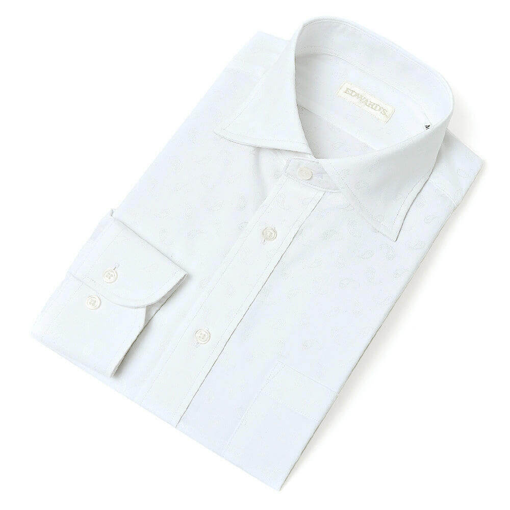 ペイズリー セミワイドカラー ドレス シャツ ホワイト D-902-Y