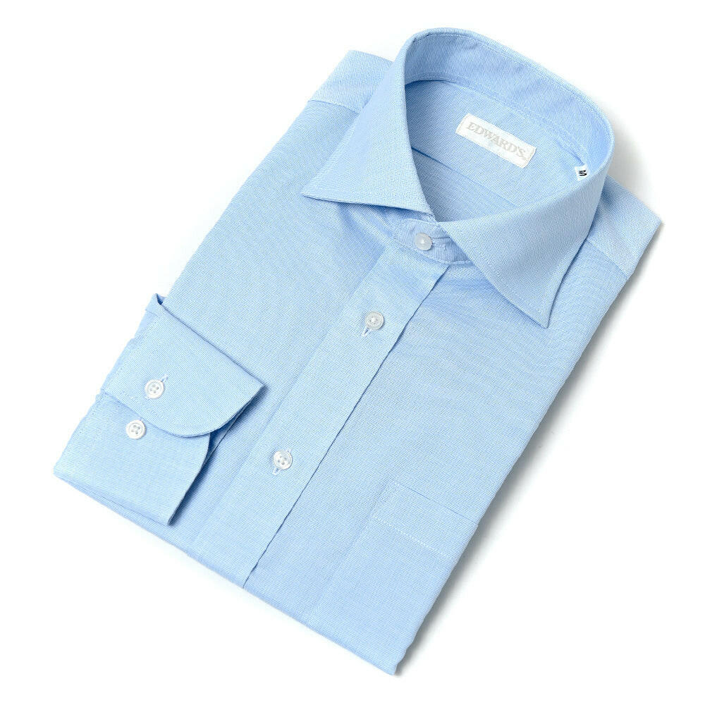 EDWARD'S - セミワイドカラー ドレス シャツ（140番双糸）/ サックスブルー / M,L,LL.