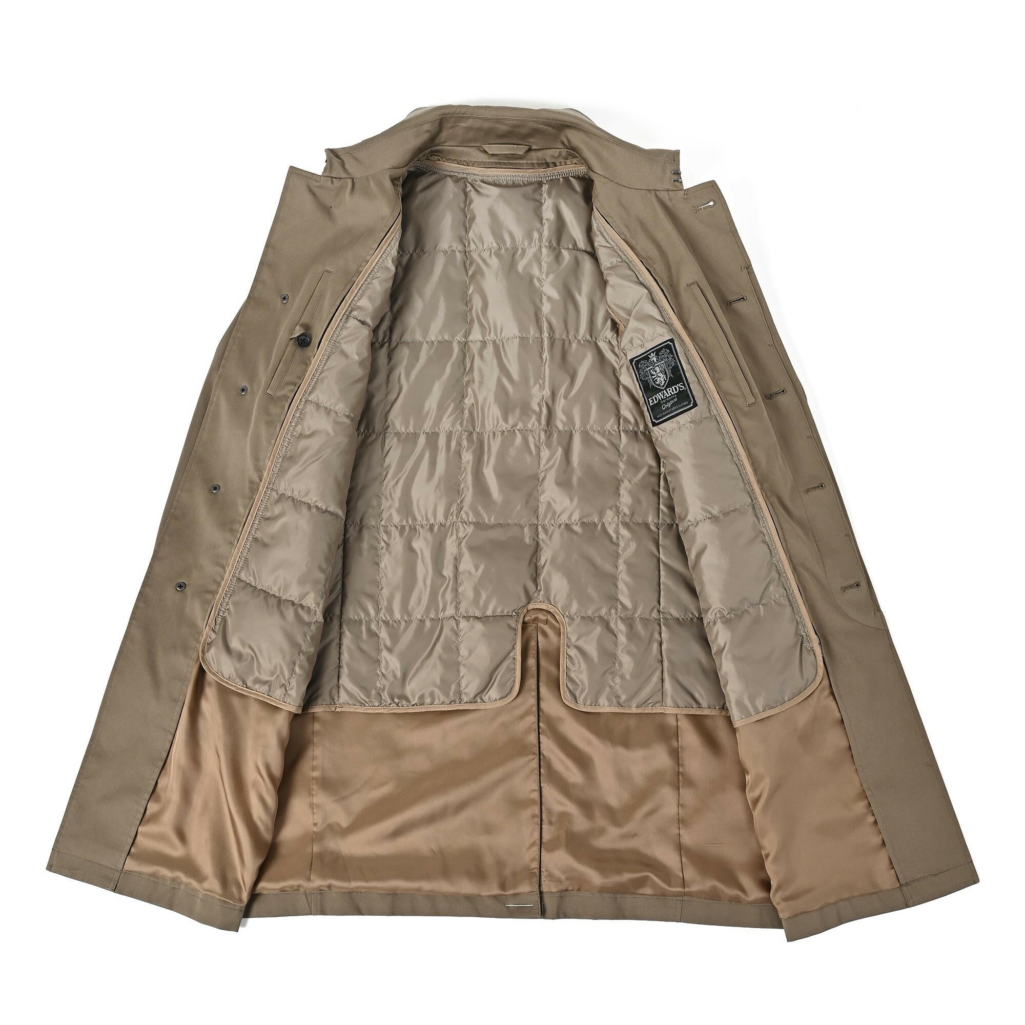 ステンカラー ダウンライナーコート / カーキベージュ / S,M,L,LL,XL.