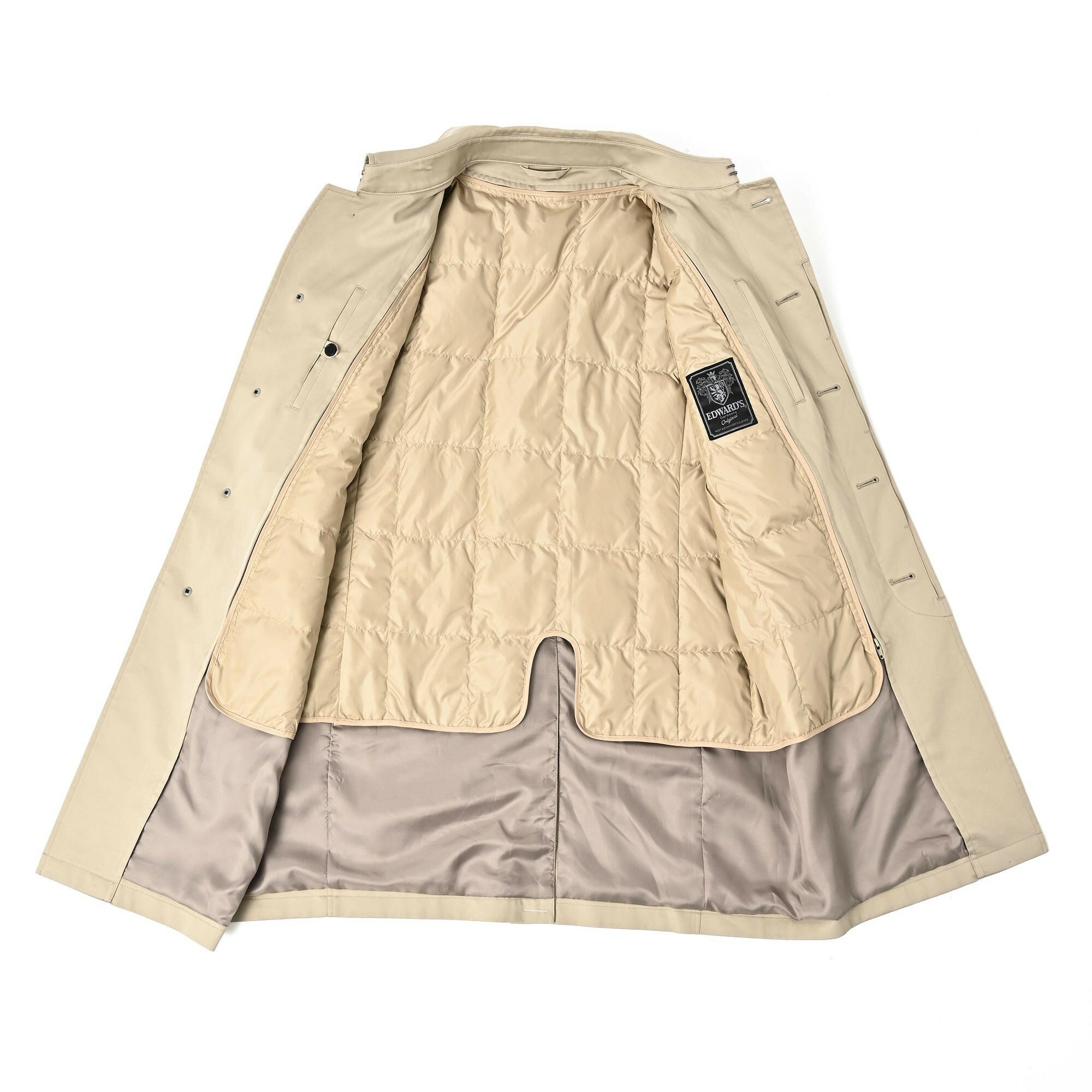 ステンカラー ダウンライナーコート / カーキベージュ / M,L,LL,XL.