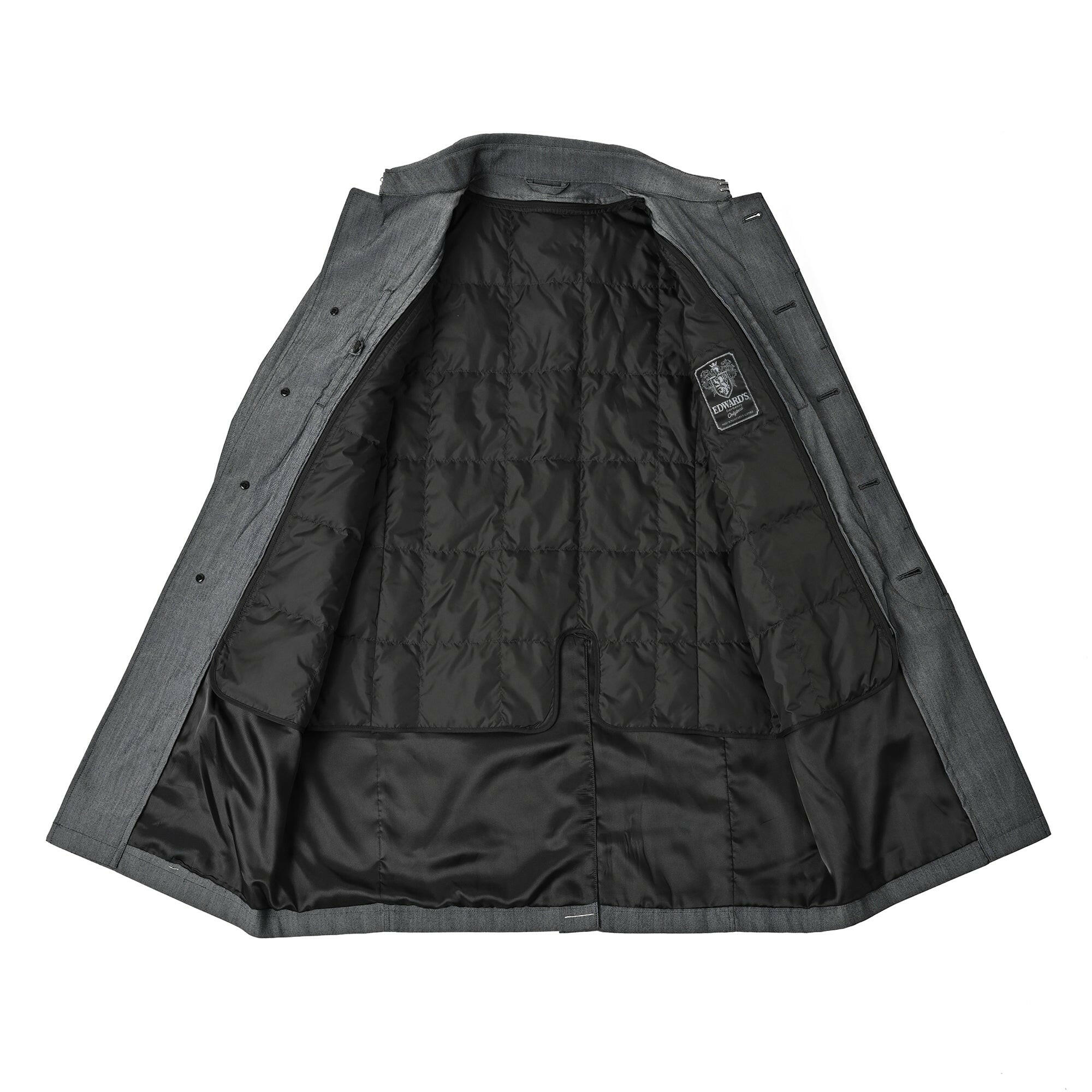 SUPER100'S ステンカラー ダウンライナーコート / チャコールグレー / S,M,L,LL,XL.