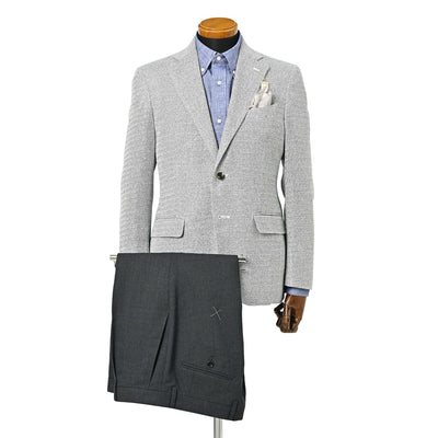 尾州ウール リネン シルク混 カラミ織 ジャケット ライトグレー GJ-702-C