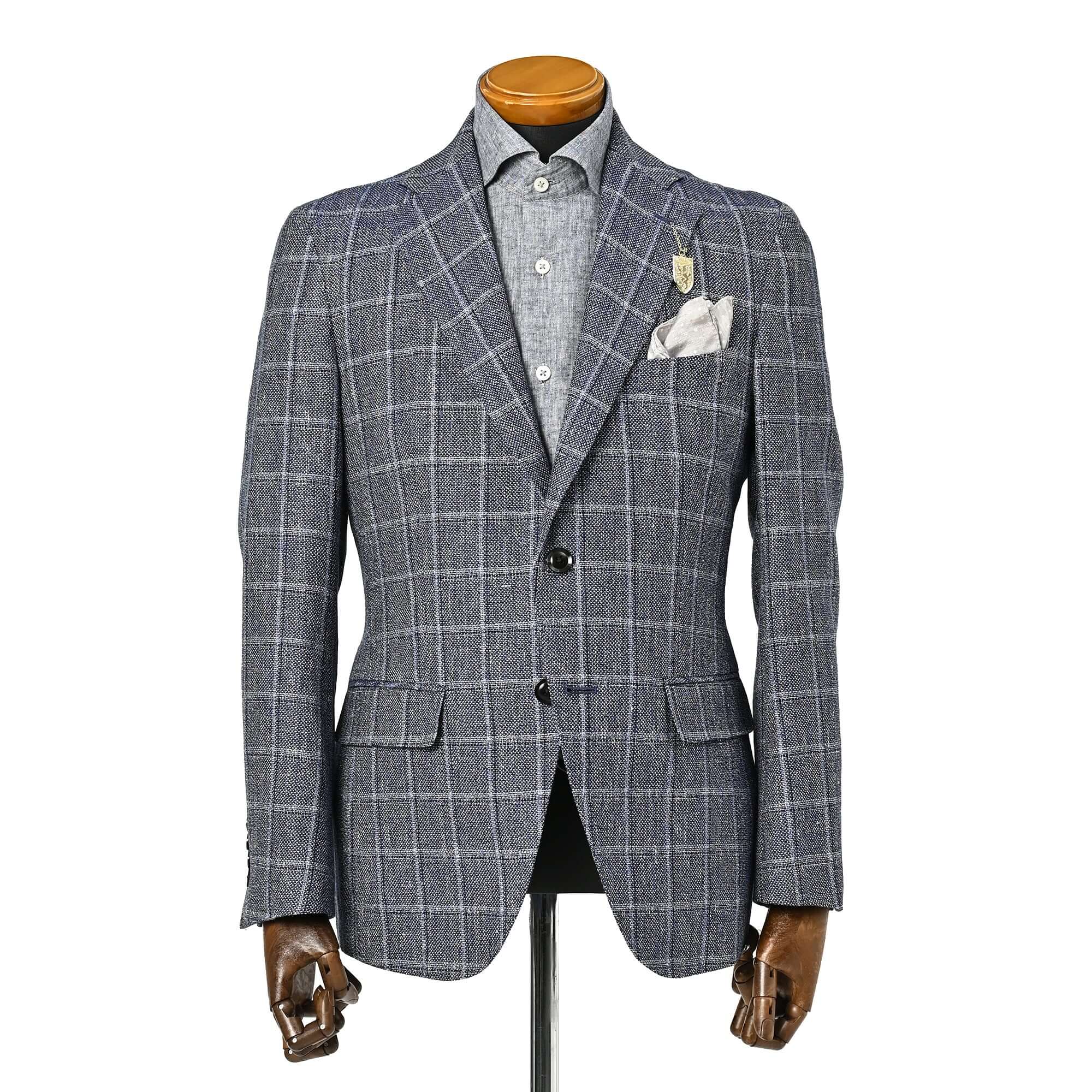 Paulo de Oliveira ウールリネン ジャケット ブルー GJ-703-E