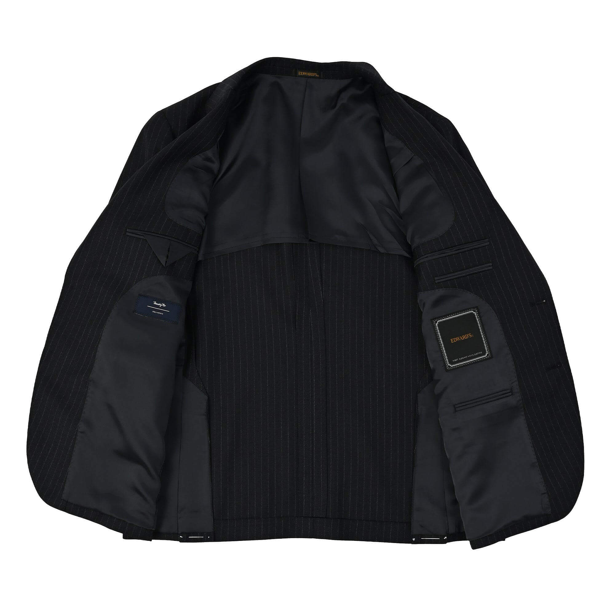 MARZOTTO ウール 1タック チョークストライプ スーツ ネイビー GS-503