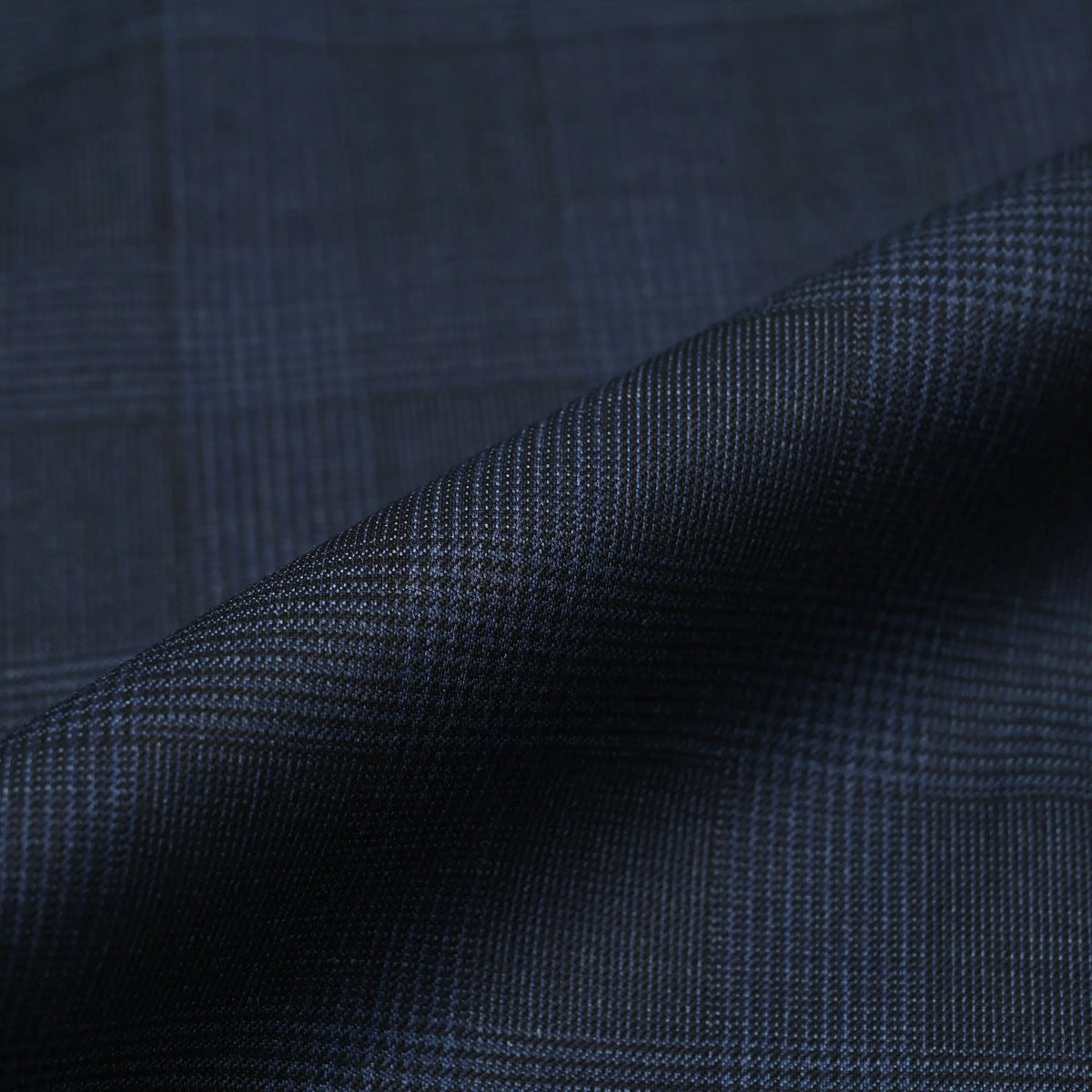 LORO PIANA 365 Super130's ウールノータックスーツ グレンチェック ネイビーブルー GS-803