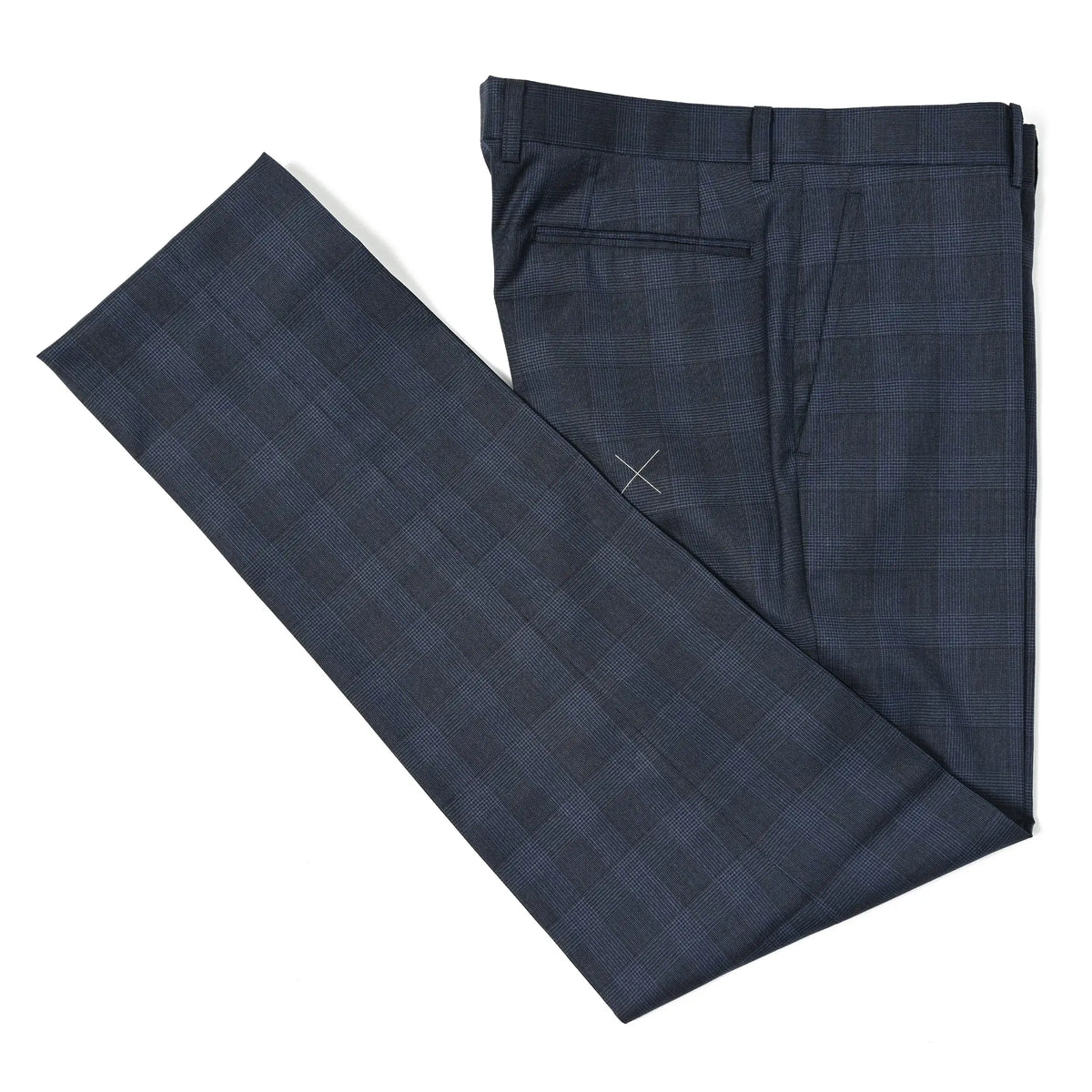 LORO PIANA 365 Super130's ウールノータックスーツ グレンチェック ネイビーブルー GS-803