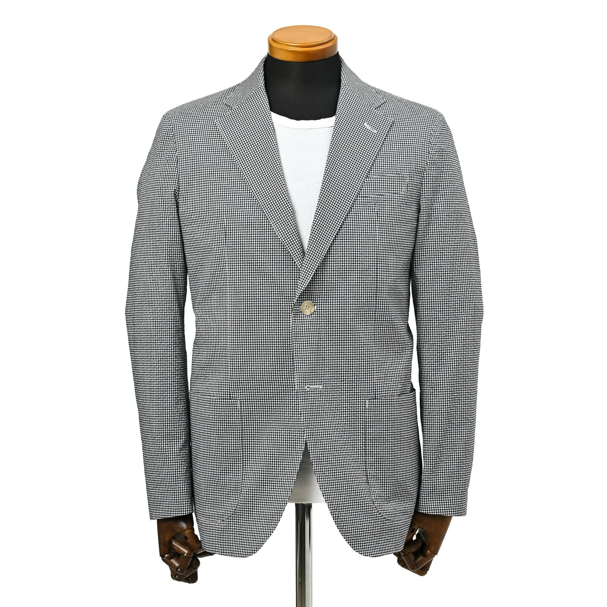 EDWARD'S Hof - クールマックス サッカー ライトウェイト ジャケット ギンガムチェック / ネイビー / S,M,L,LL