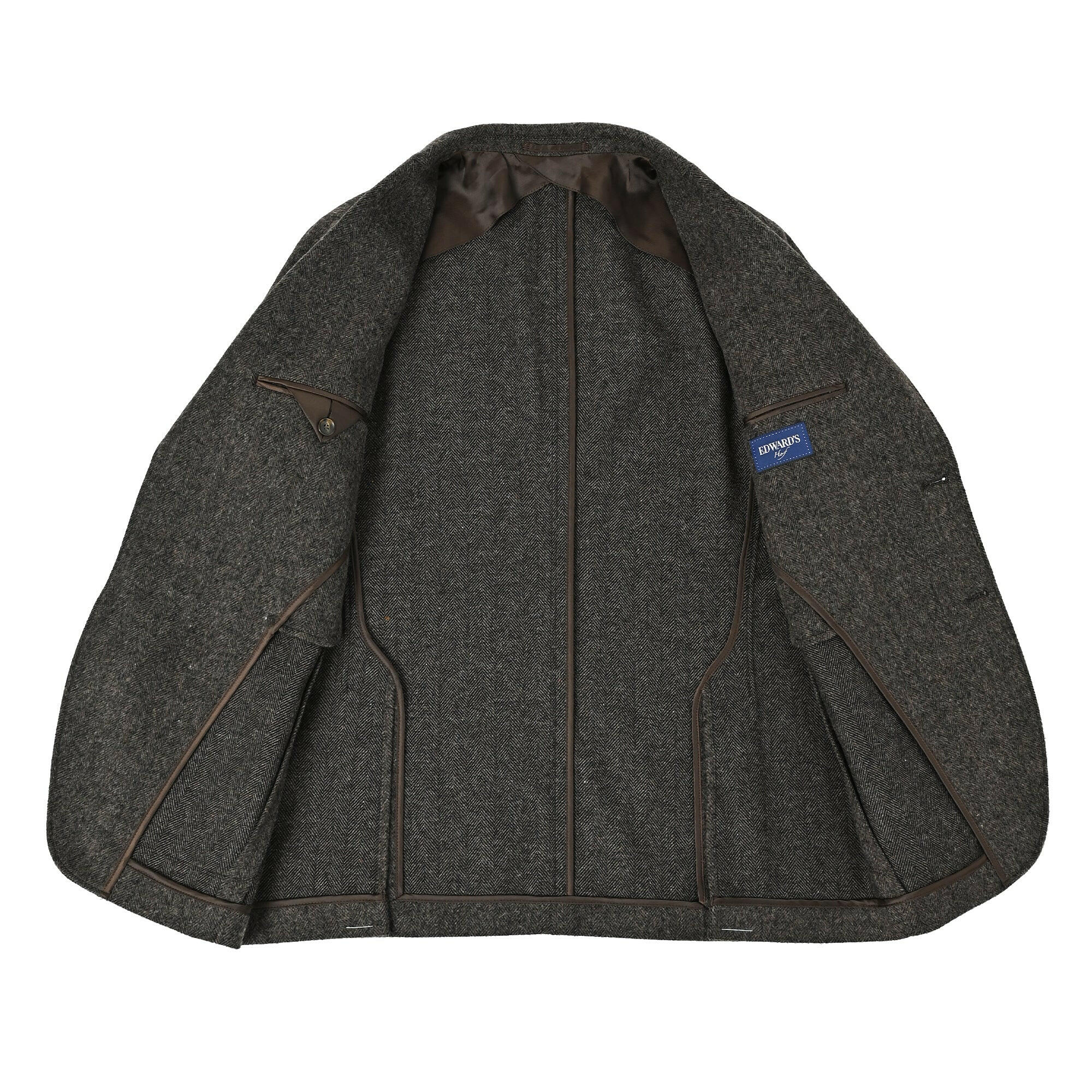 EDWARD'S Hof -RE: NEWOOL（リニュール）サスティナブル ライト ウェイト ジャケット ヘリンボーン / ダークブラウン / S,M,L,LL.