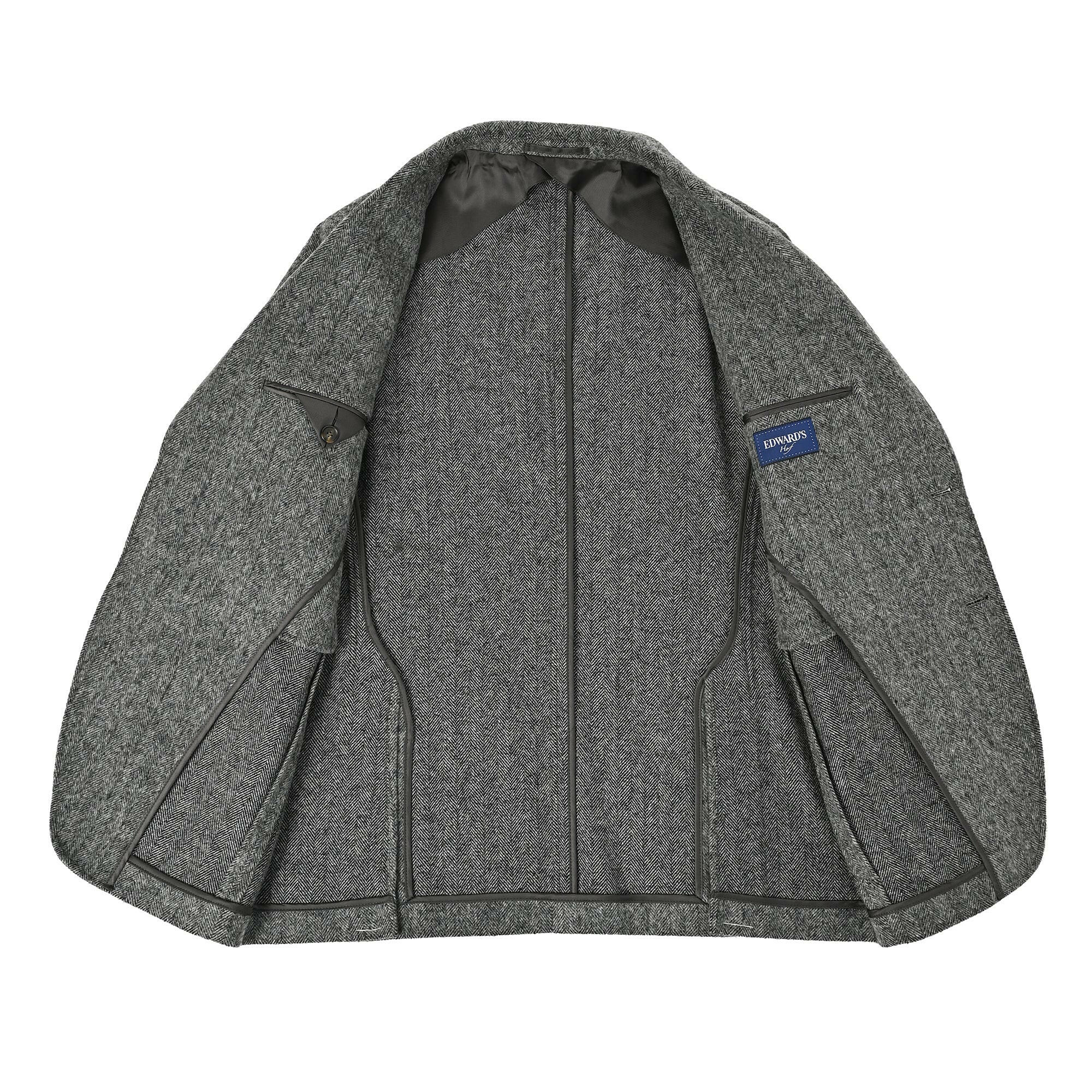 EDWARD'S Hof - RE: NEWOOL（リニュール）サスティナブル ライト ウェイト ジャケット ヘリンボーングレーS,M,L,LLHJ-473-B