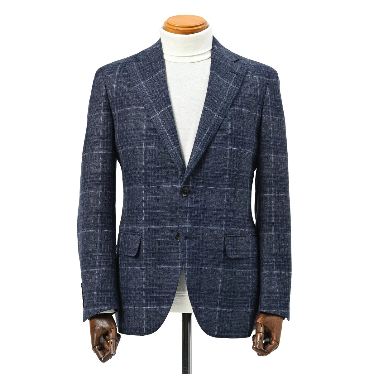 LORO PIANA ZELANDER ウールジャケット チェック柄 ネイビーブルー J-804