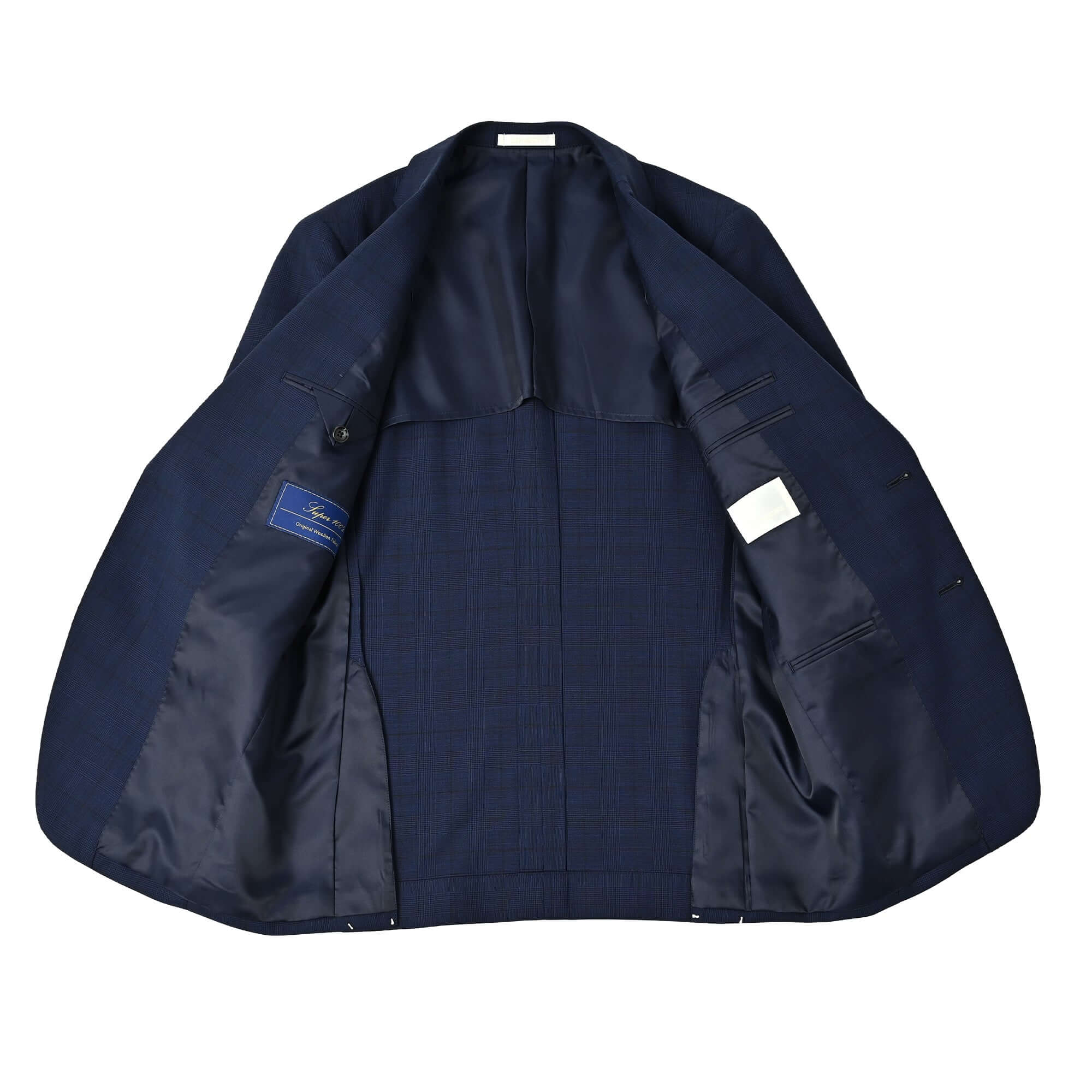 Super100'S ウール 1タック スーツ グレンチェック インクブルー S-702-E