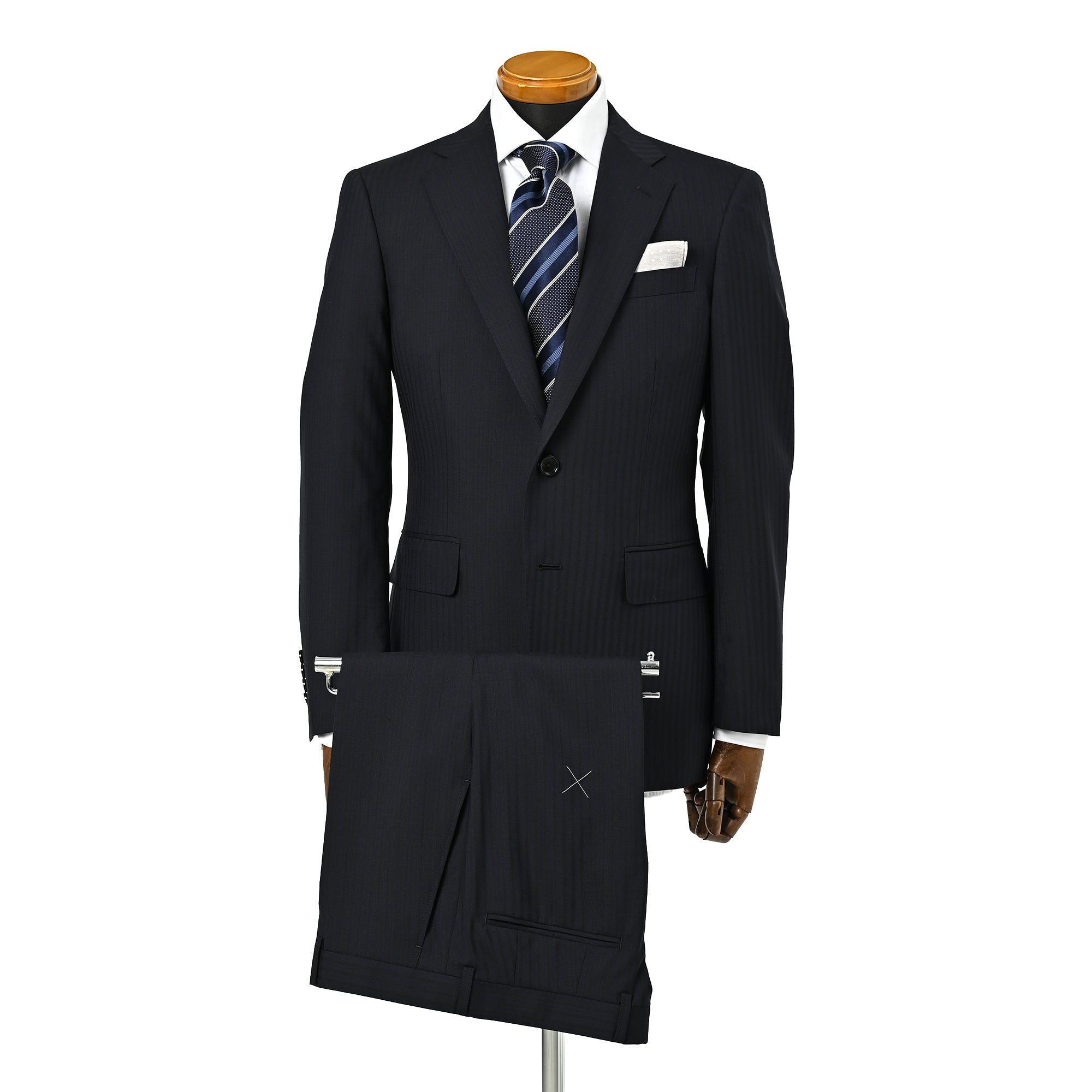 【一部店舗商品】Super100’S ウール スーツ シャドーストライプ ダークネイビー S-720-D