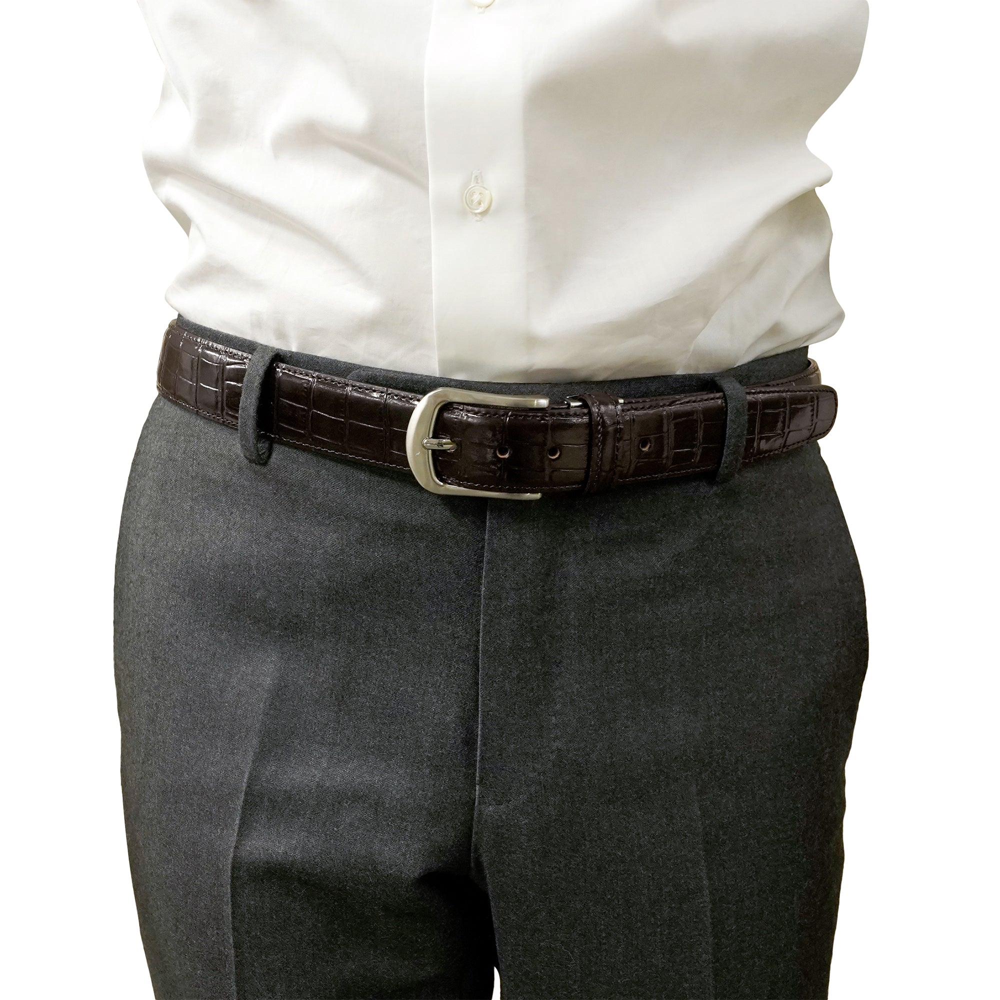 クロコダイル レザー ベルト / ブラウン | EDWARD'S Online Store